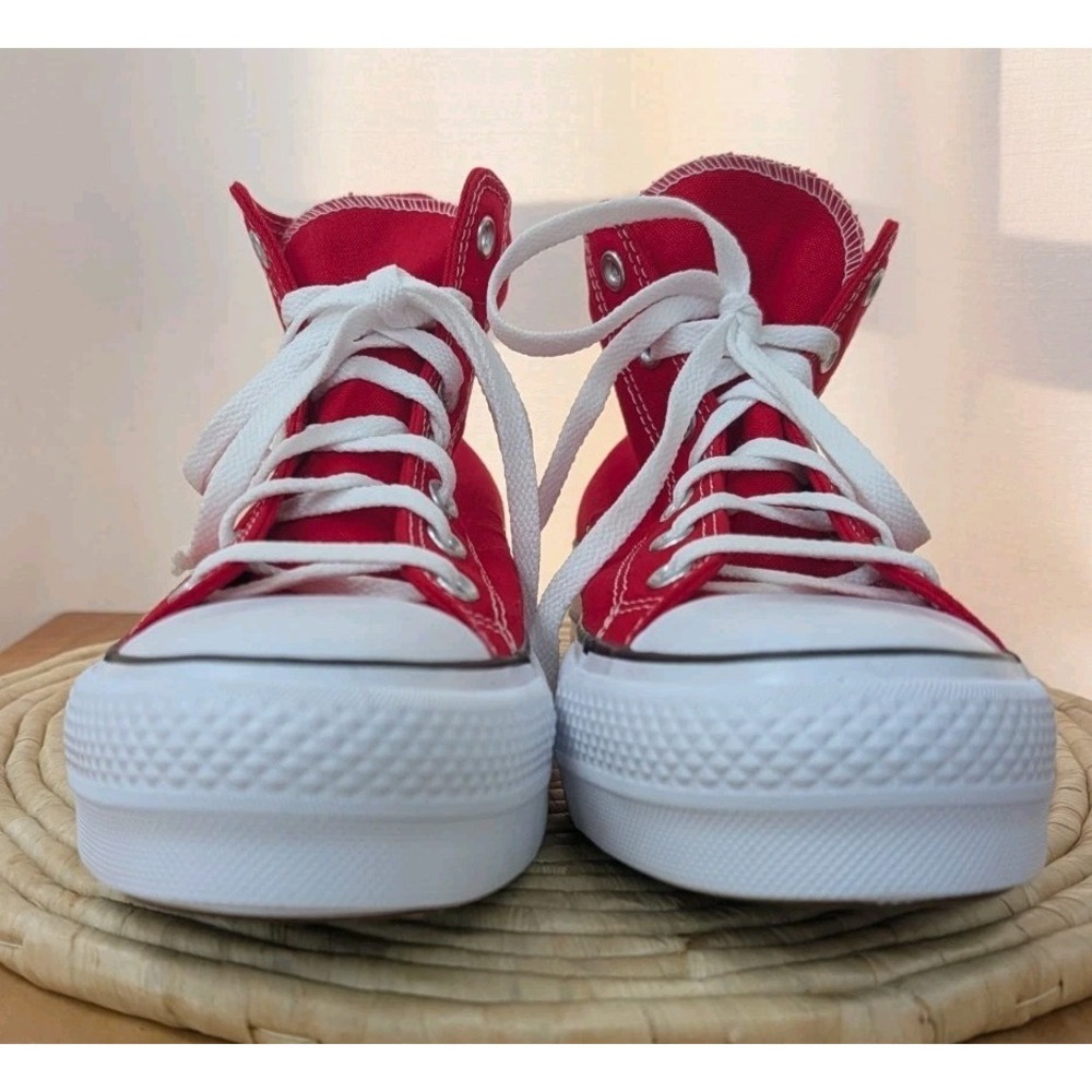 Converse All Star Chuck Taylor Sneakers Size 10 Shoes Red Canvas Lace High Top - Picture 2 of 15